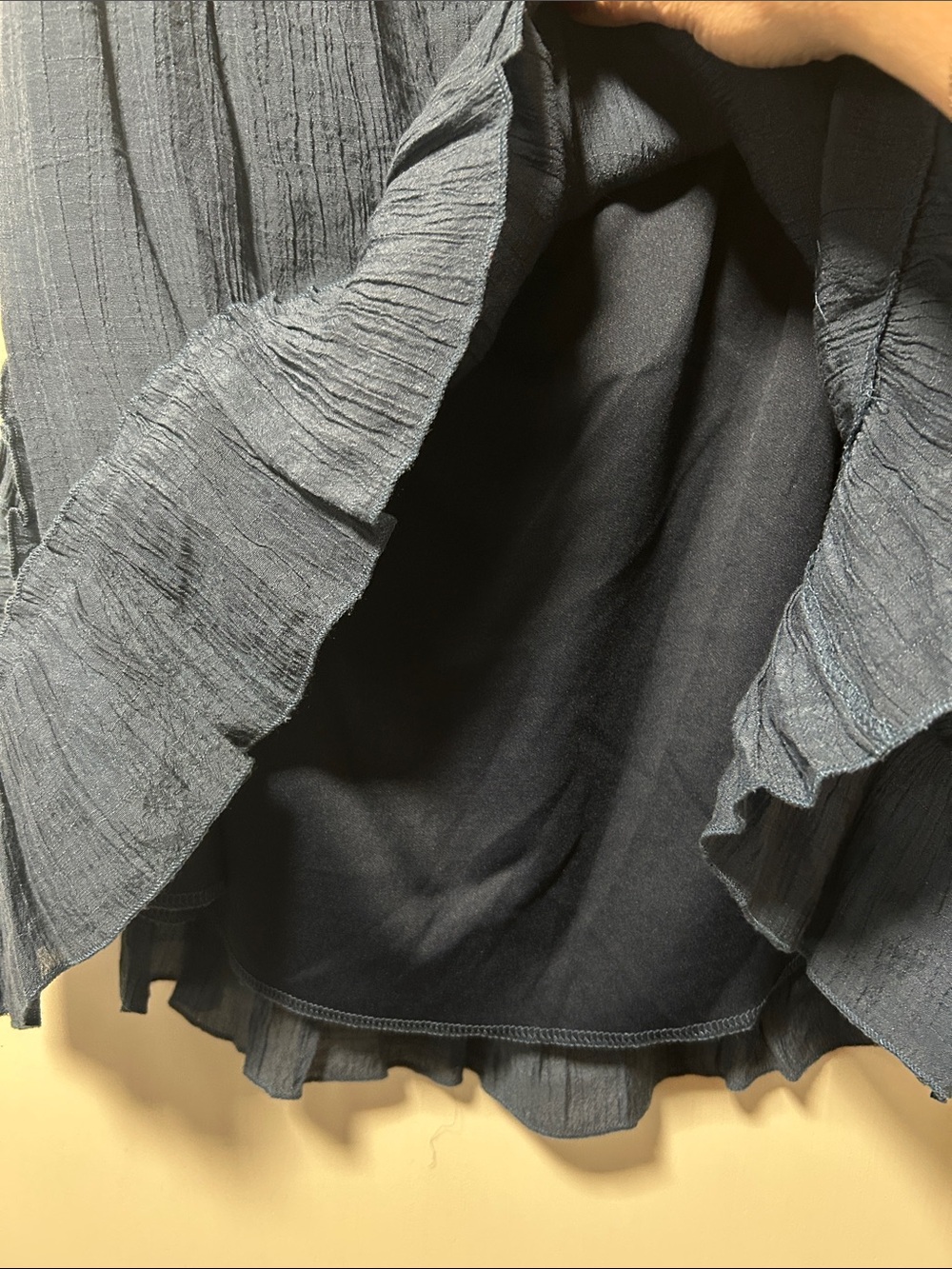 Navy Strapless Ruffled Mini Dress - Picture 3 of 7